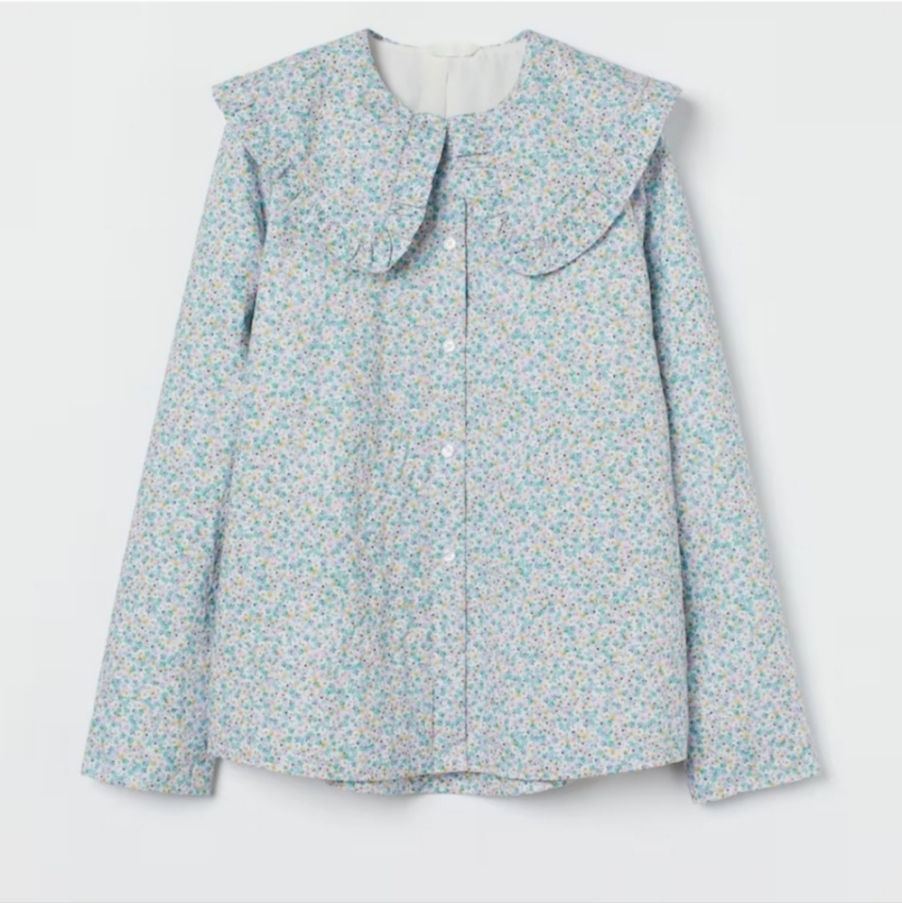 Last Chance NWT H&M Floral Quilted Shirt Jacket with Ruffled Collar size xl